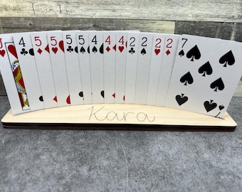 Personalized Playing Card holder for adults, elderly or kids, Game Night, card rack