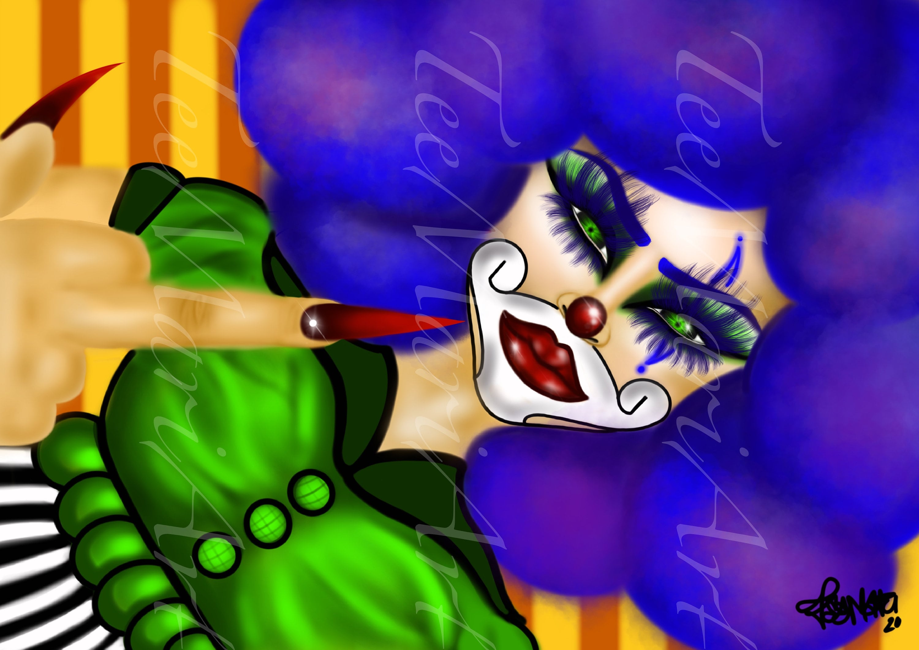 Payasa Clown Girl Art Print Etsy