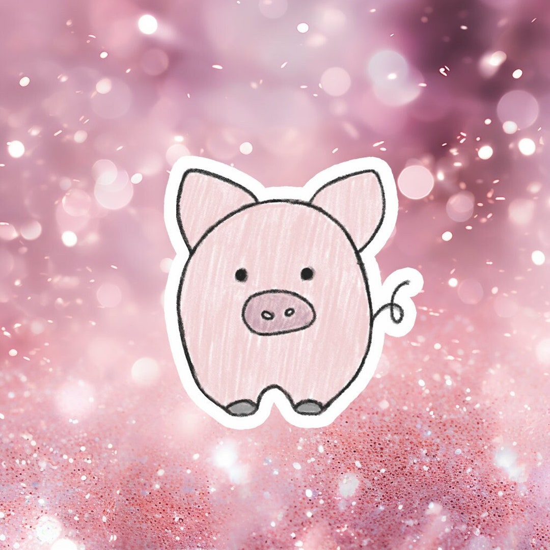 Cute Pig Sticker, Pig Vinyl Sticker, Farm Animal Sticker, Laptop
