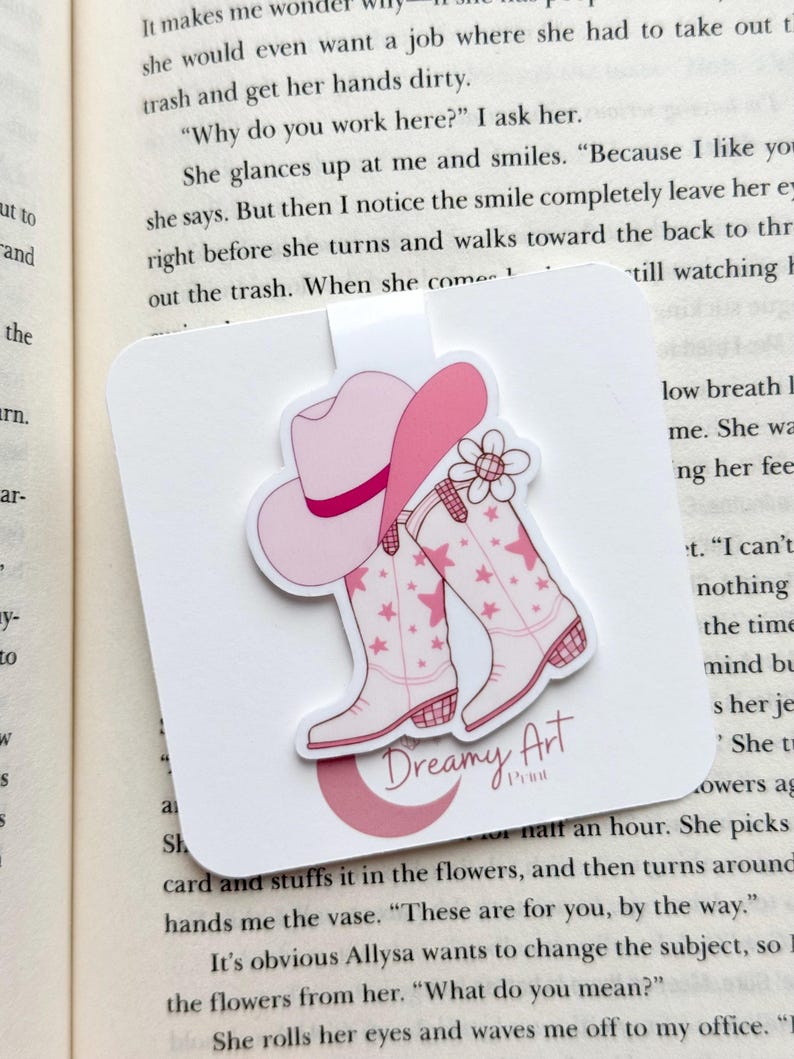 Pink Cowgirl Bookmark, Western Boot Magnetic Bookmark, Cute Rodeo Page ...