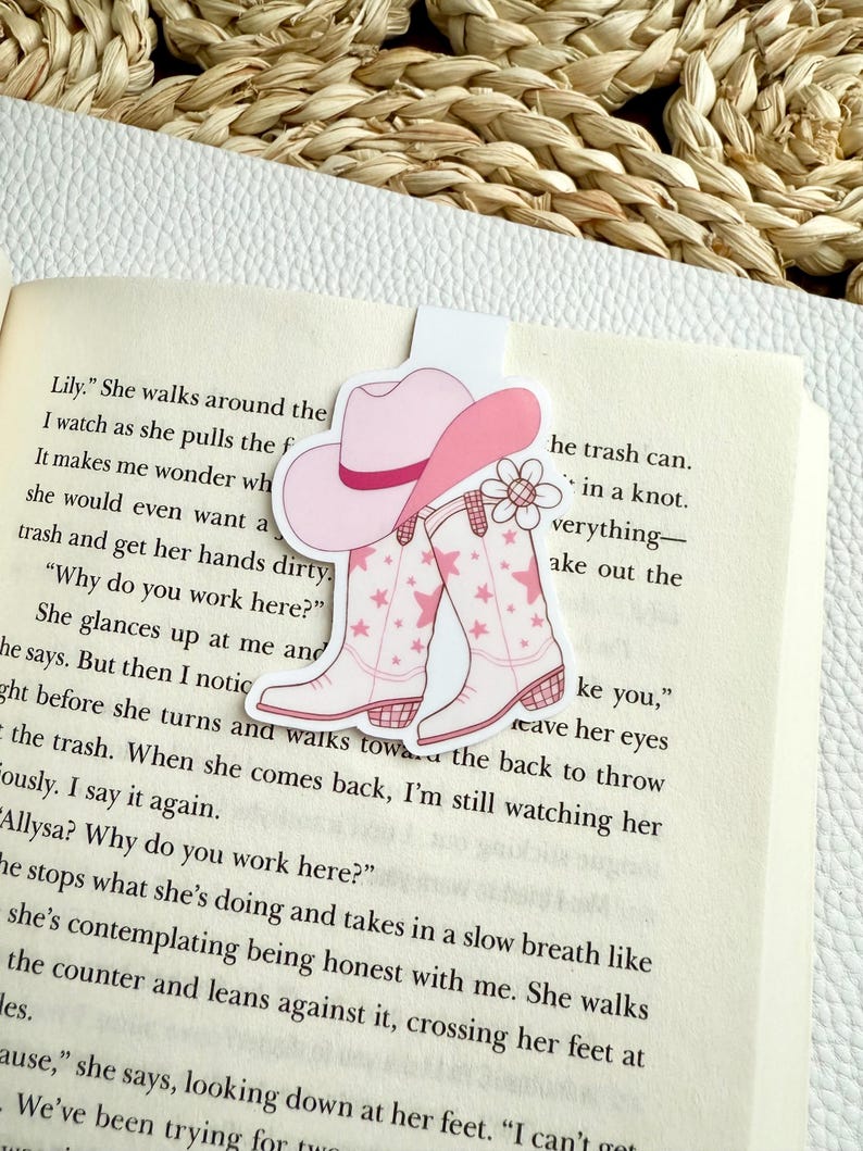 Pink Cowgirl Bookmark, Western Boot Magnetic Bookmark, Cute Rodeo Page ...