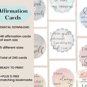 48 cartes d'affirmation de mandala pour l'anxiété, téléchargement numérique, pont de pleine conscience, citations d'encouragement cadeau de santé mentale 004