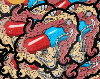 Neo Tokyo Capsule Gang große glänzende Vinyl-Aufkleber von AntonyRefect