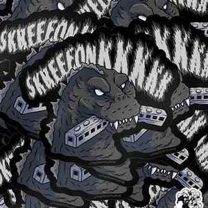 Roaring Godzilla Glossy Vinyl Sticker, Water bottle, laptop, phone stickers by AnthonyRespect