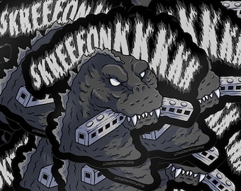 Roaring Godzilla glänzende Vinylaufkleber, Wasserflasche, Laptop, Telefonaufkleber von PartyAnthonyRefect