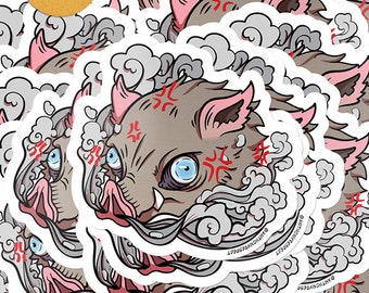 D-S Fuming Angry Boar Headed Boy glänzende Vinyl wasserdichte Aufkleber, Wasserflasche, Laptop, Telefon Aufkleber von AntonyRefect