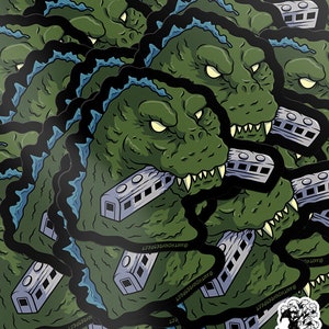 Godzilla Train biter Glossy Vinyl Sticker, Water bottle, laptop, phone stickers by AnthonyRespect