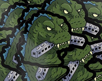 Godzilla Zugbeißer Glänzender Vinyl Aufkleber, Wasserflasche, Laptop, Telefon Aufkleber von AntonyRefect