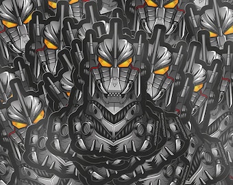 Mechagodzilla Kiryu Glänzend Vinyl wasserdichter Aufkleber, Wasserflasche, Laptop, Telefon Aufkleber von PartyAnthonyRefect