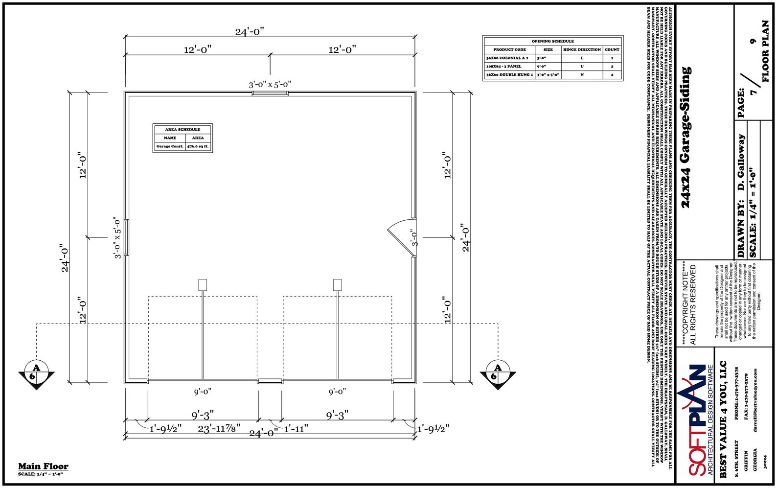24' X 24' Garage Planssidingmonolithic Sab Optionwarmer Climate