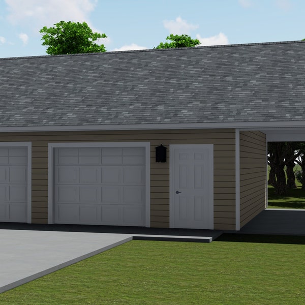 2 Car Garage with Side Porch