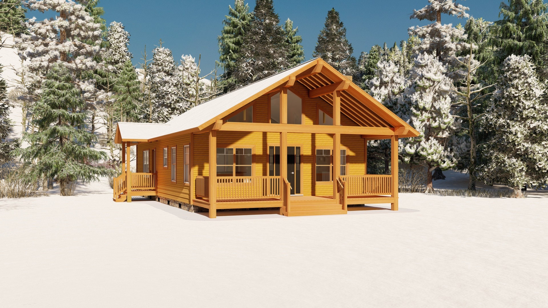 1118 Qm. Ft. , 2-Schlafzimmer-Bungalow-Hütte mit vielen Fenstern