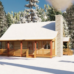 26' x 36' - 2 Bedroom w/Loft Cabin Plan - Architectural Plans -Includes Cabin Plans Blueprints