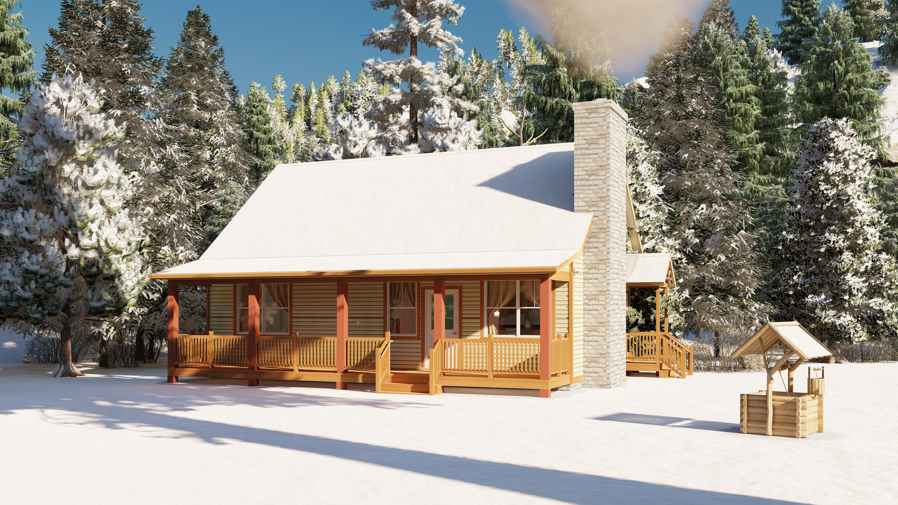 26' x 36' - 2 Bedroom w/Loft Cabin Plan - Architectural Plans -Includes Cabin Plans Blueprints