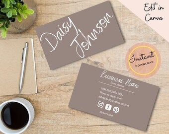 Modern Business Card Template - Minimalist Design - Instant Download - Canva