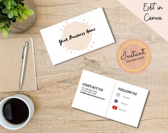 DIY Boho Business Card Template with QR Code for Small Business Owners, Young Freelancer Professionals, Instant Download, Canva
