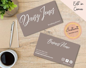 Modern Business Card Design Template, Canva, Instant Download