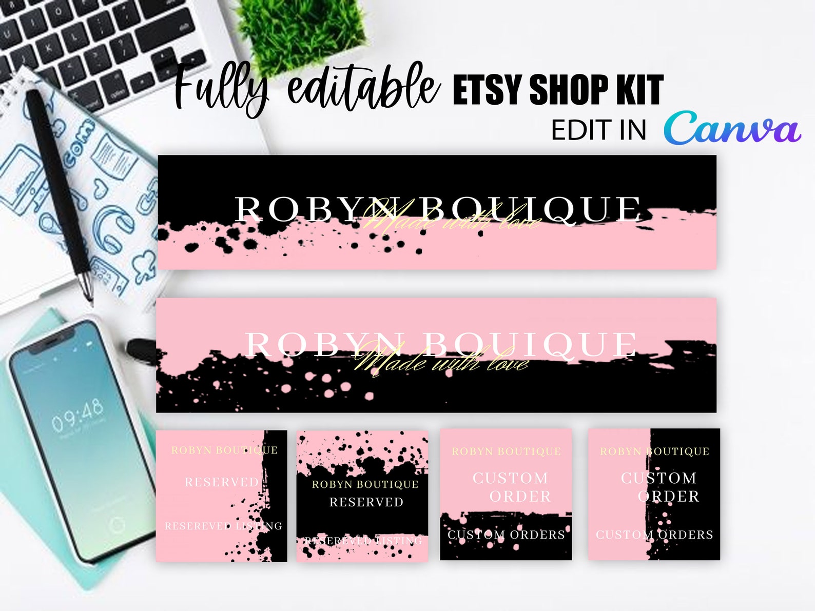 Etsy Shop Kit Etsy Banner Template Editable Esty Branding Etsy