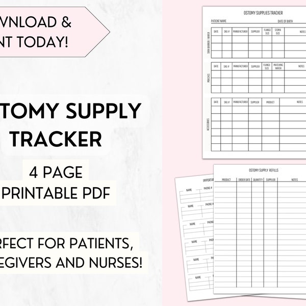 Stoma medizinischer Planer, Stoma-Versorgungsmaterial-Tracker, Kolostomie-Versorgungsmaterial, Wundversorgungsmaterial, Krankenschwester-Planer, medizinisches Inventar, heilende Wunden