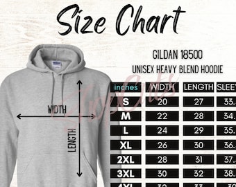 Gildan 18000 Size Chart Gildan Sweatshirt Size Chart | Etsy