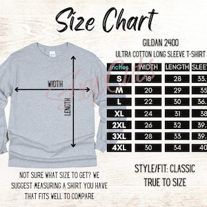 Gildan 2400 Size Chart | Gildan Sweatshirt Size Chart | Gildan Heavy Blend Size Chart