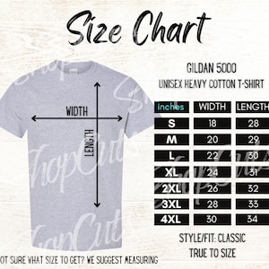 Gildan 5000 Size Chart | Gildan Heavy Cotton T-Shirt Size Chart | Gildan Size Chart PNG