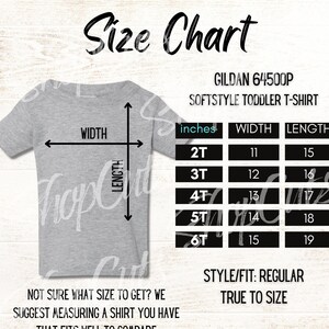 Gildan 64500P Size Chart | Gildan Toddler T-Shirt Size Chart | Gildan Size Chart PNG