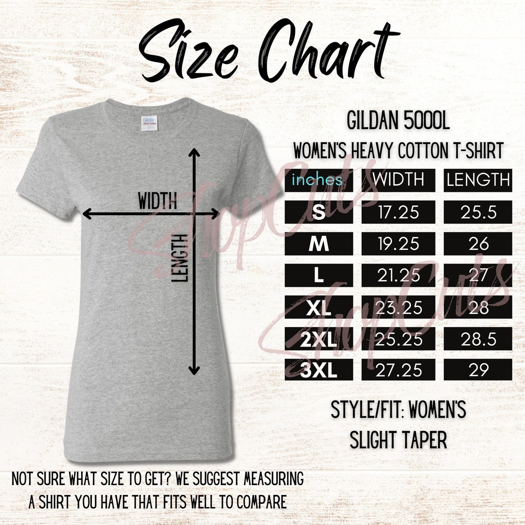 gildan 5000l size chart