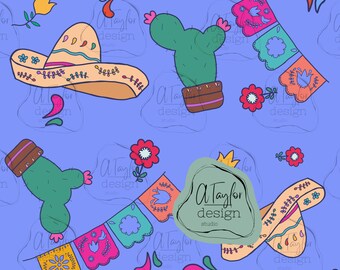 Cinco de Mayo Seamless Pattern: Mexican Fiesta Floral (Digital Paper)