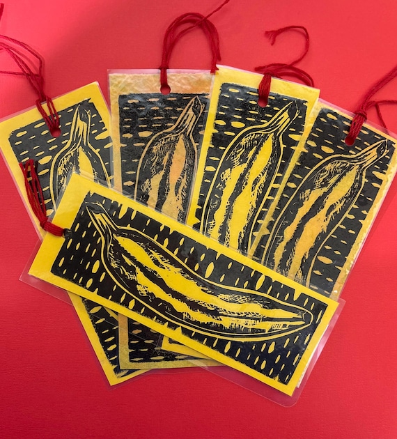 Handprinted Banana Pop Art Linocut Bookmark