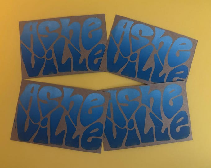 Asheville NC AVL Linocut Handprinted Flat Postcards 4 Pack