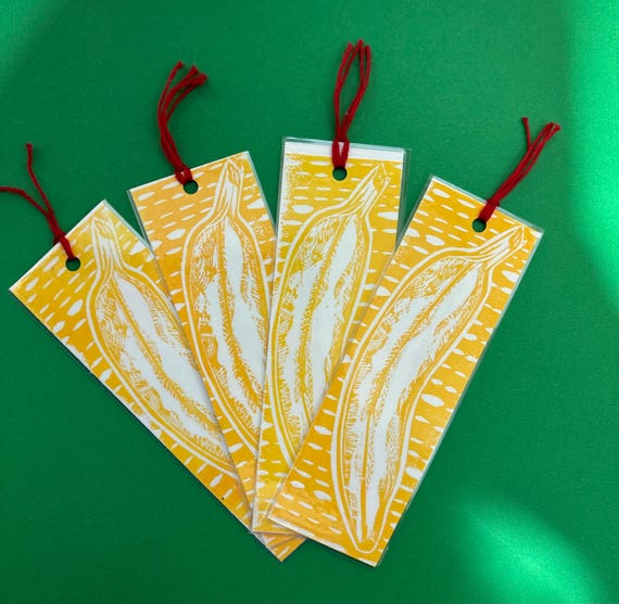 Handprinted Banana Pop Art Linocut Bookmark