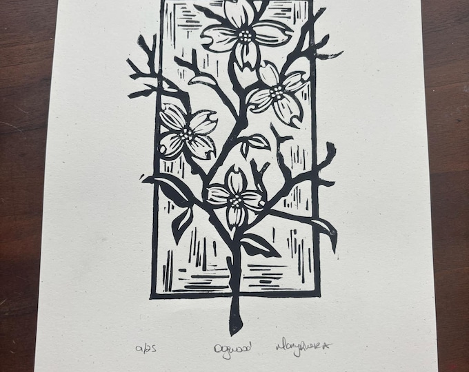 Dogwood Branch Linocut Print