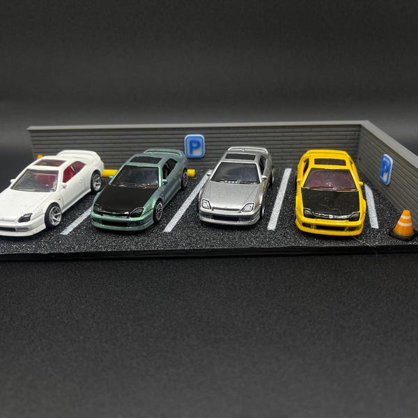 Diorama de estacionamiento a escala 1/64 V2, exhibición de fundición a presión