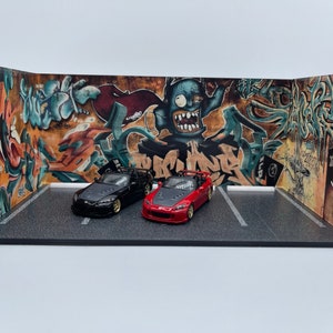 Graffiti Parking Lot Diorama 1/64 Scale Display