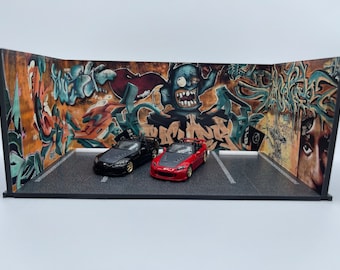 Graffiti Parking Lot Diorama 1/64 Scale Display