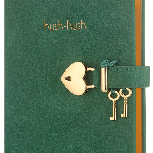 6 Color Options Hush Hush Secret Diary with Heart Shaped Lock - Gift for Her