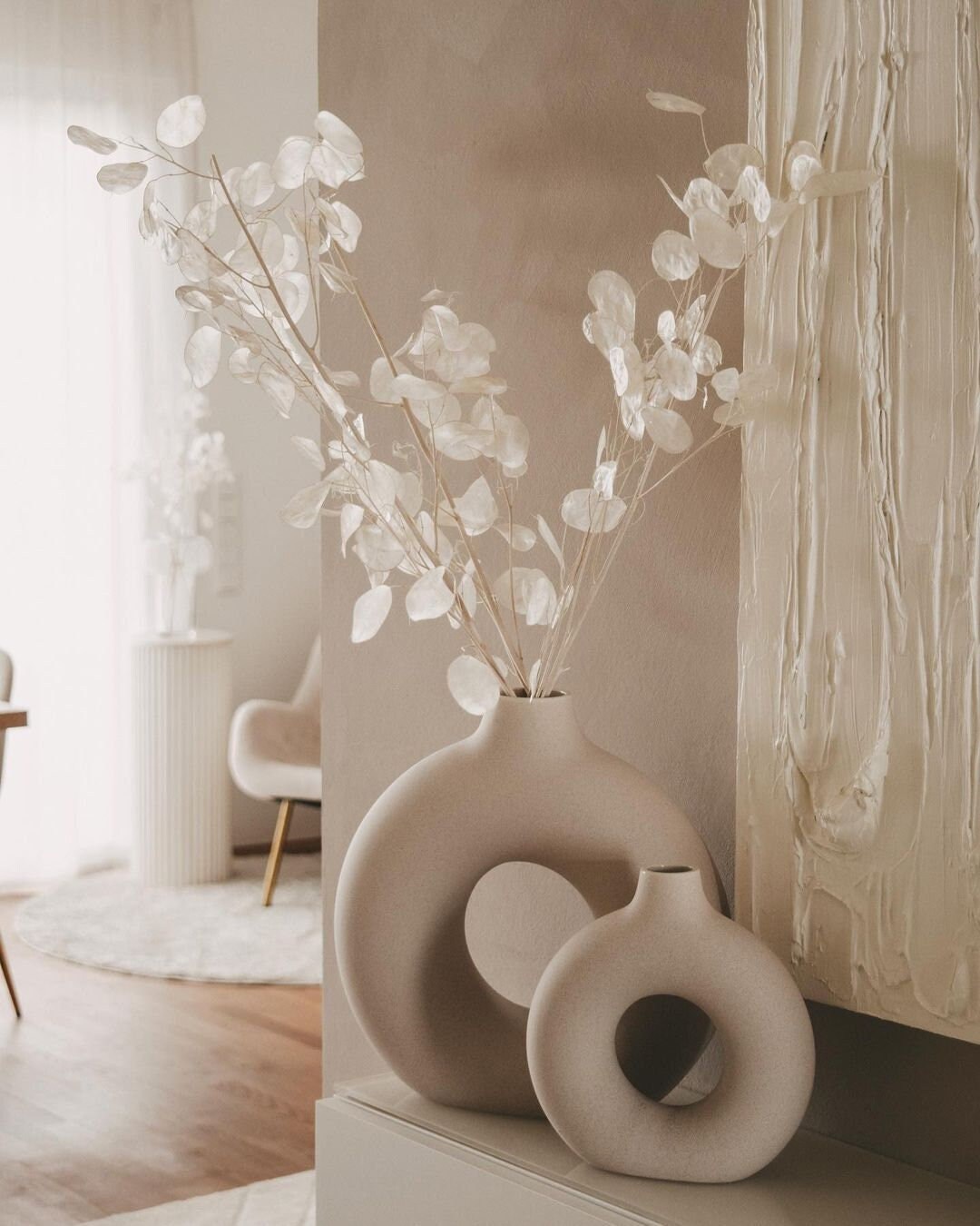 Set of 2 Round Ceramic Donut Vase Small and Large Donut Vase Etsy