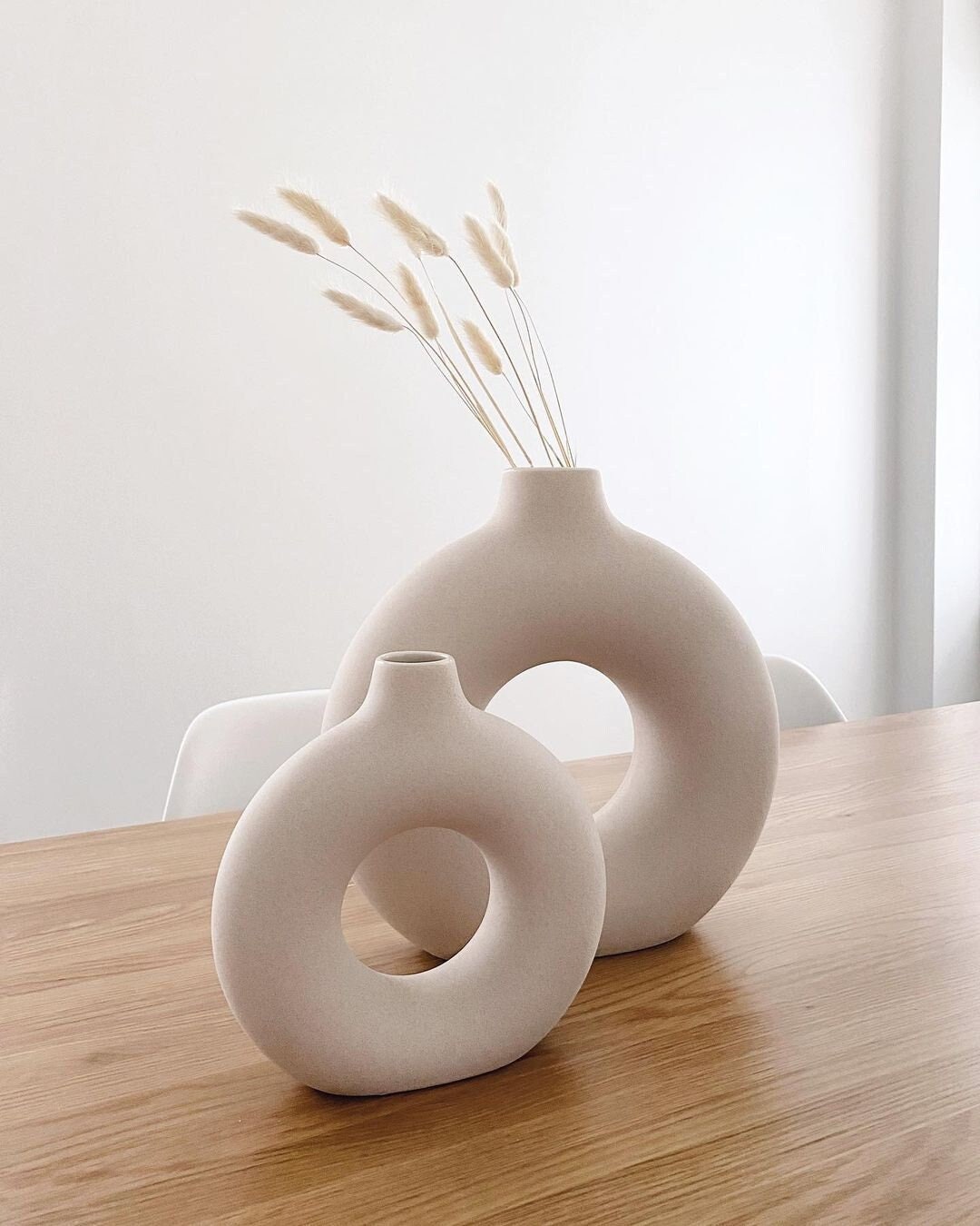 Set of 2 Round Ceramic Donut Vase Small and Large Donut Vase Etsy