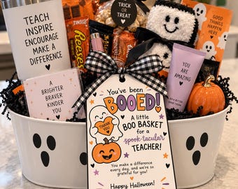 Teacher Boo Basket Tag | Halloween Teacher Gift Tag | Teacher Appreciation Printable  (Digital Download)