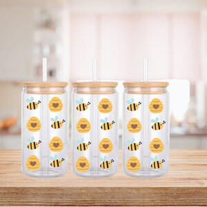 Primer día de la abeja svg, abeja svg, Libby glass wrap svg, 16 oz lata de cerveza full wrap svg - SVG, PNG descarga digital instantánea para Circuit Cut Files