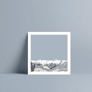Illustrazione stampata su carta a grana 300Gr, Colore per decorazione murale, Le Mont Jovet