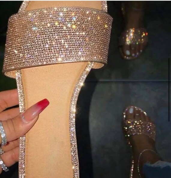 Diamond slide sandals hot sale