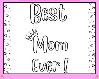 Día de la Madre Imprimible, Páginas para colorear, Regalo del Día de la Madre, Coloración del Día de la Madre, Tarjeta del Día de la Madre para niños, Páginas de actividades para colorear