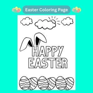 Easter Coloring Page, Easter Activity, Kids Coloring Page, Happy Easter, Printable Coloring Page, Digital Download, Spring Coloring Page