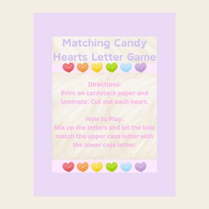 Printable Valentine&#39;s Day, Matching Game, Letter Matching, Preschool,Kindergarten Printable, Alphabet Match, Valentine&#39;s Day Activity