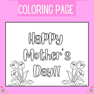 Stampabile per la festa della mamma, pagine da colorare, regalo per la festa della mamma, colorazione per la festa della mamma, biglietto per la festa della mamma per bambini, pagine di attività da colorare