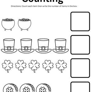 St. Patrick's Day Counting Worksheet, St. Patrick's Day Activity ...