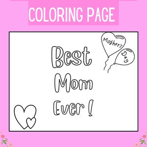 Stampabile per la festa della mamma, pagine da colorare, regalo per la festa della mamma, colorazione per la festa della mamma, biglietto per la festa della mamma per bambini, pagine di attività da colorare