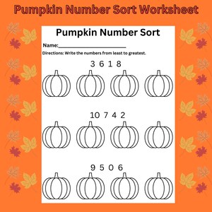 Hoja de trabajo de calabaza, Hojas de trabajo de otoño, Hojas de trabajo de jardín de infantes, Imprimible, Escuela en casa, Halloween, Hojas de trabajo, Aprendizaje de octubre, Actividad de otoño, Lección